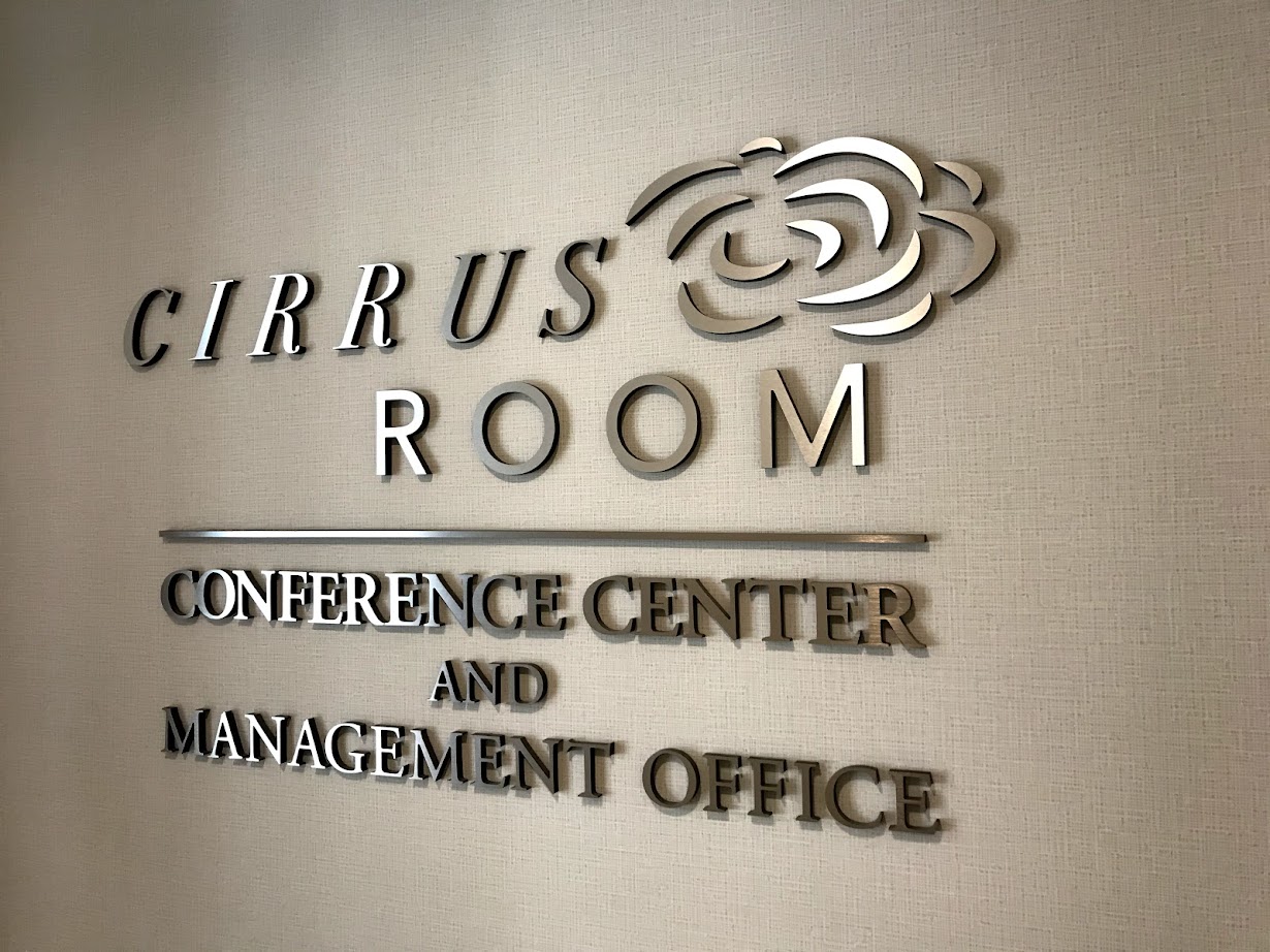 Indoor acrylic lobby sign of Cirrus Room by Blackfire Signs in Atlanta